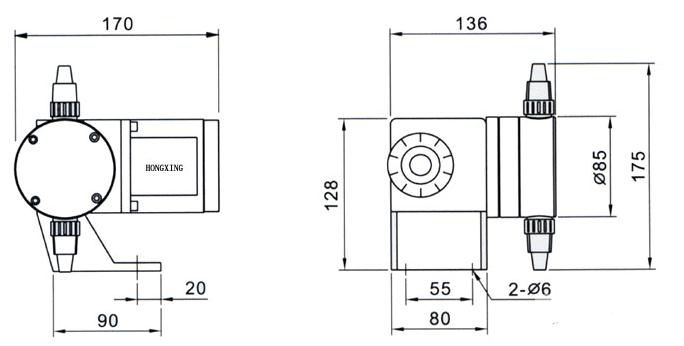 JMW型機械隔膜計量泵安裝尺寸圖